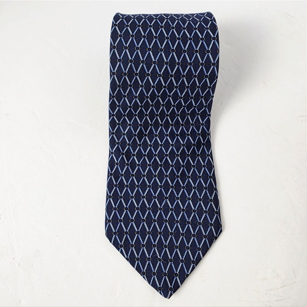 Brooks Brothers Makers Diamond Rope Knot Pattern Pure Silk Blue Gold Mens Brooks Brothers Makers Diamond Rope Knot Pattern Pure Silk Blue Gold Mens